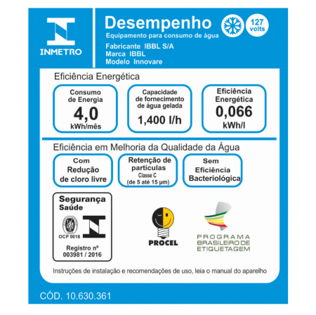 Purificador Innovare Branco consumo de energia